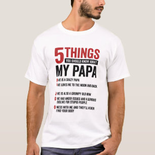 5 Coisas Sobre Meu Papai Camisa Engraçada Vintage