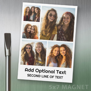 5 Colagem de Fotos com Texto Opcional -- Ímã de Ge