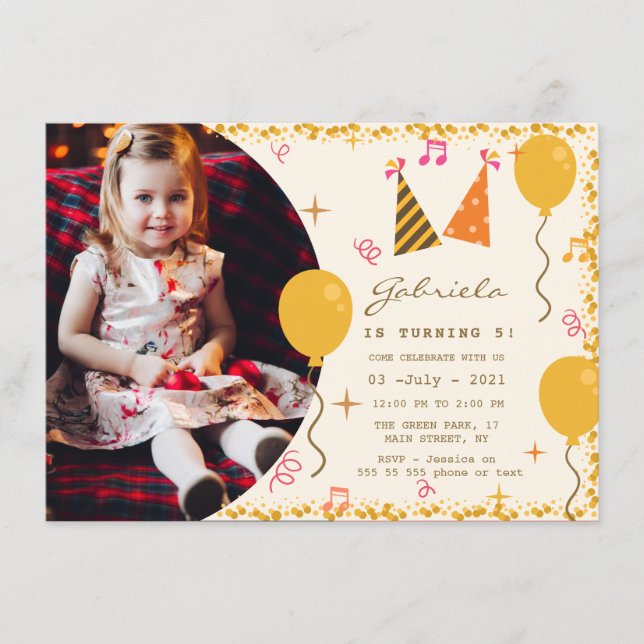 5 convite de aniversário com foto (Frente)