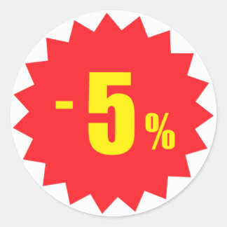 5% de adesivos de desconto de venda, branco e verm