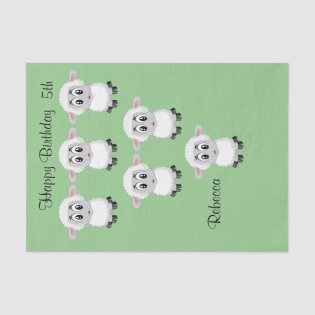5 de Aniversário Feliz da Ovelha de Papel Tecidual (Frente )