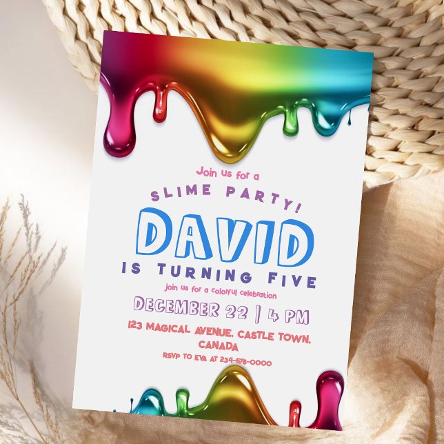 5 de Convite de festas de lodo arco-íris (Criador carregado)