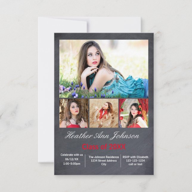 5 Fotos Colagem Vertical - Anúncio de Formando 3x5 (Frente)