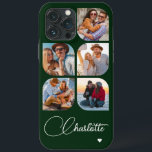 5 Photo Modern Trendy Simple Personalization Name<br><div class="desc">5 Foto moderna Trendy Simple Heart Personalised Name iPhone Capa de telefone apresenta cinco de suas fotos favoritas com seu nome personalizado em um elegante script de caligrafia branca, acentuado com coração de amor. Personalize editando o texto na caixa de texto fornecida. Perfeito para o aniversário, Natal, Dia de as...</div>