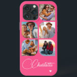 5 Photo Modern Trendy Simple Personalization Name<br><div class="desc">5 Foto moderna Trendy Simple Heart Personalised Name iPhone Capa de telefone apresenta cinco de suas fotos favoritas com seu nome personalizado em um elegante script de caligrafia branca, acentuado com coração de amor. Personalize editando o texto na caixa de texto fornecida. Perfeito para o aniversário, Natal, Dia de as...</div>