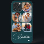 5 Photo Modern Trendy Simple Personalization Name<br><div class="desc">5 Foto moderna Trendy Simple Heart Personalised Name iPhone Capa de telefone apresenta cinco de suas fotos favoritas com seu nome personalizado em um elegante script de caligrafia branca, acentuado com coração de amor. Personalize editando o texto na caixa de texto fornecida. Perfeito para o aniversário, Natal, Dia de as...</div>