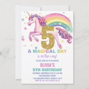 5 Unicorn - Convites de Aniversário