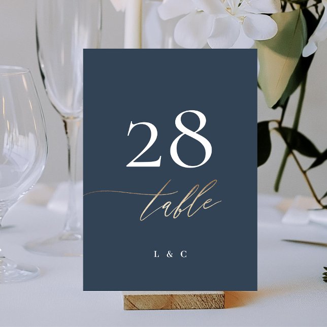 5 x 7 Marinhos Azul branco Elegante Dourado Clássi (Criador carregado)