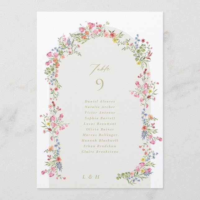 5 X 7 spring floral arch Guest Names Table Number (Frente)