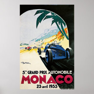 5o Prix grande de Monaco, poster vintage 1933
