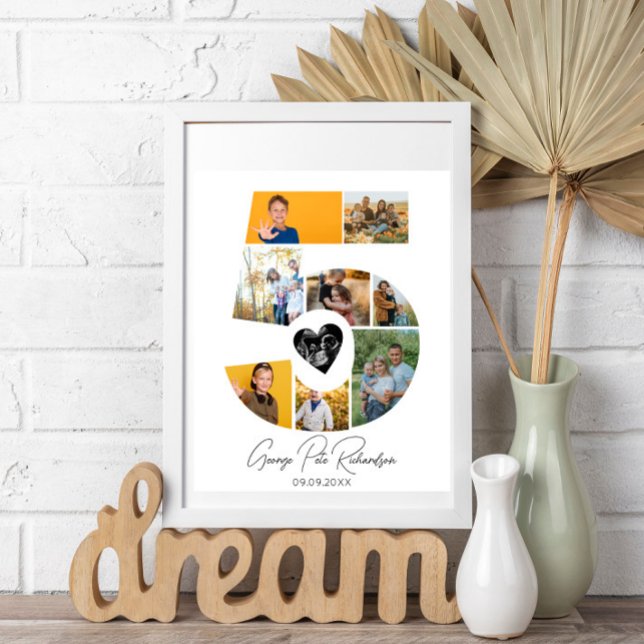 5th Birthday Photo Collage Poster Keepsake (Criador carregado)