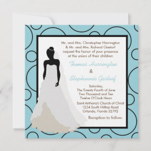 5x5 Convite para Casamento Azul Claro Pok-a-Dot