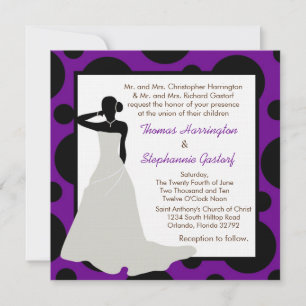 5x5 Convite para Casamento Pok-a-Dot Roxo Escuro