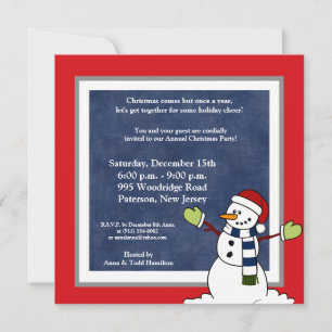 5x5 Jolly Winter Snowman Convite para Natal