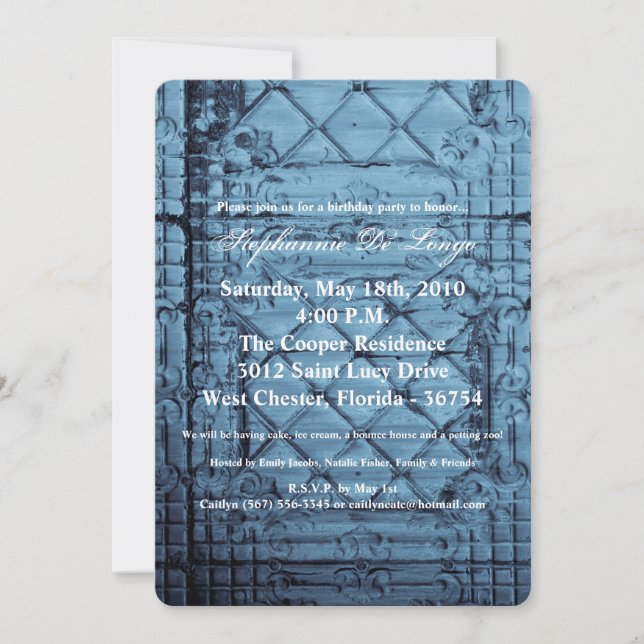 5x7 Aniversário Convite Rustic Tin Panel Limite C (Frente)