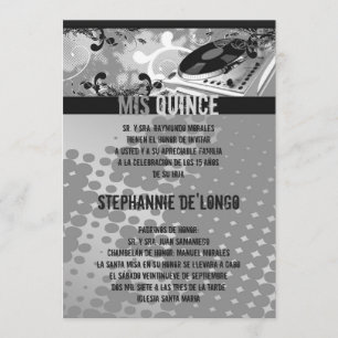 5x7 as cinzas DJ giram o convite de Quinceanera da