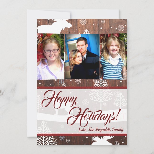 5x7 Cartão com fotos de carne de veado de Natal (Frente)