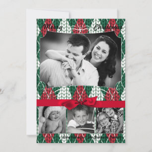 5x7 Cartão com fotos verde de Natal Ugly Sweater X