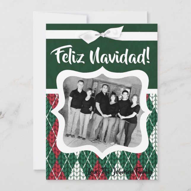 5x7 Cartão com fotos verde de Natal Ugly Sweater X (Frente)