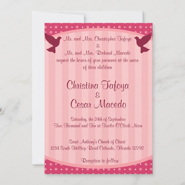 5x7 Casamento Convite Pássaros Adoráveis Pássaros  (Frente)