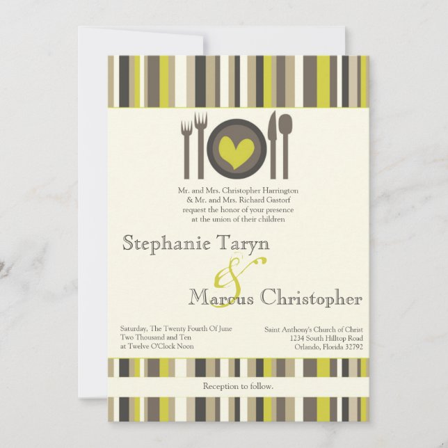 5x7 China Moderna Janta Convite para Casamento (Frente)