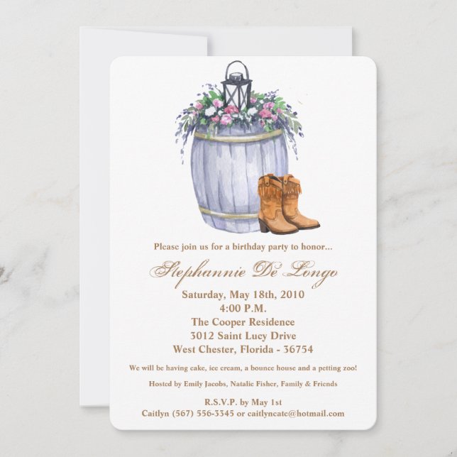 5x7 Convite de Aniversário Rus de Casamento de Paí (Frente)