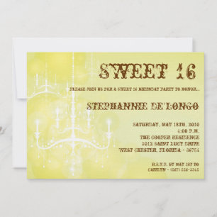 5x7 Convite de aniversário Yellow Chandelier Sweet