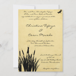 5x7 Convite para Casamento Cattail/Dragonfly Silho