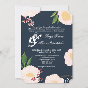 5x7 Convite para o casamento Baby Pink Cosmos em B