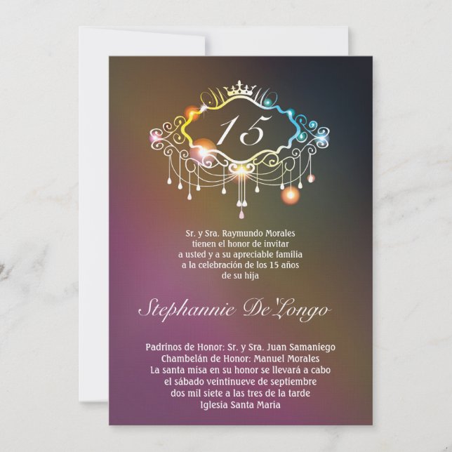 5x7 Coroa Menina Quinceanera Convite de Aniversári (Frente)