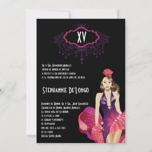 5x7 Glamor Girl Quinceanera Convite de Aniversári