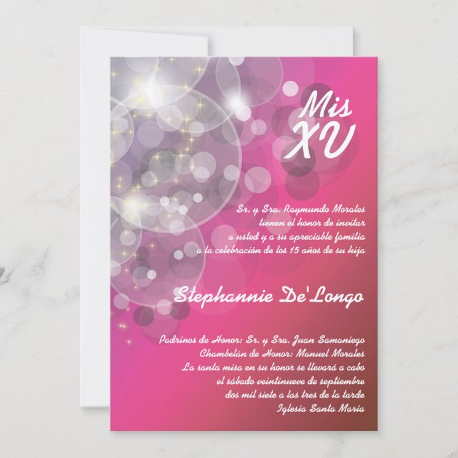 5x7 Glitz Glimmer Quinceanera Aniversário Convite (Frente)
