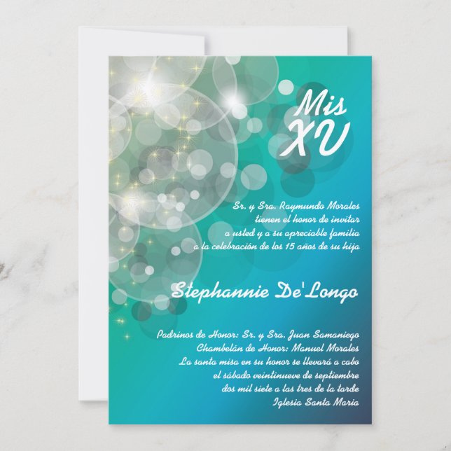 5x7 Glitz Glimmer Quinceanera Convite de Aniversár (Frente)