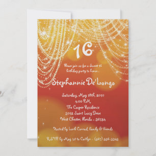 5x7 Glitz Glimmer Sweet 16 Aniversário Convite