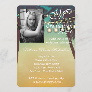 5x7 Graduação Parte Convite Praia Sunset Palm T