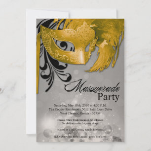 5x7 Mascarada Amarelo Doce 16 Convite de Aniversá