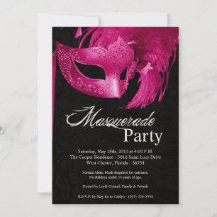 5x7 Mascarada cor-de-rosa 16 Convite de aniversár