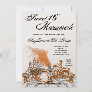 5x7 Mascarada de Laranja 16 Convite de Aniversári