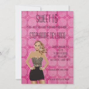 5x7 Menina Blonde Doce 16 Convite de Aniversário