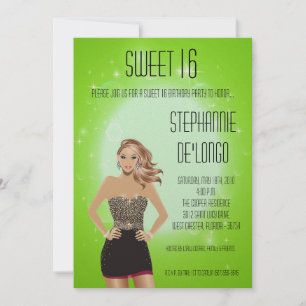 5x7 Menina Blonde Doce 16 Convite de Aniversário