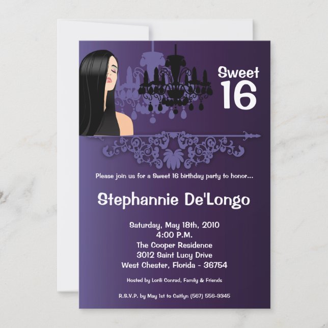 5x7 Menina Sassy Doce 16 Convite de Aniversário (Frente)