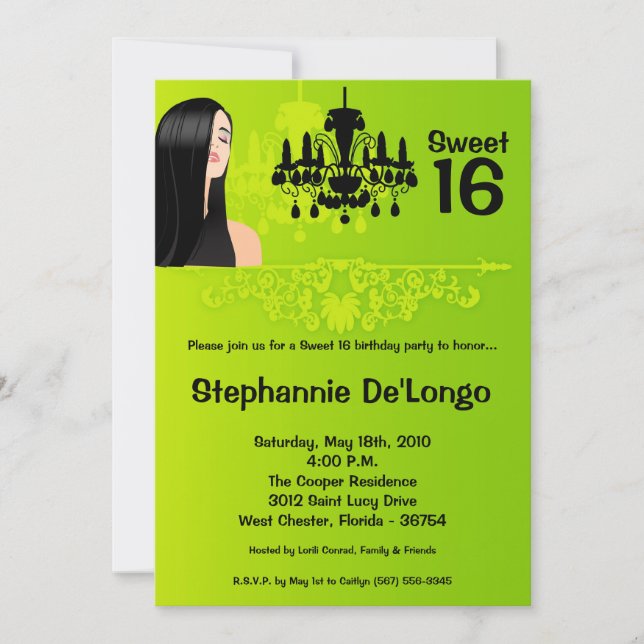 5x7 Menina Sassy Doce 16 Convite de Aniversário (Frente)