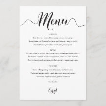 5x7 Menu Casamento Preto e Branco