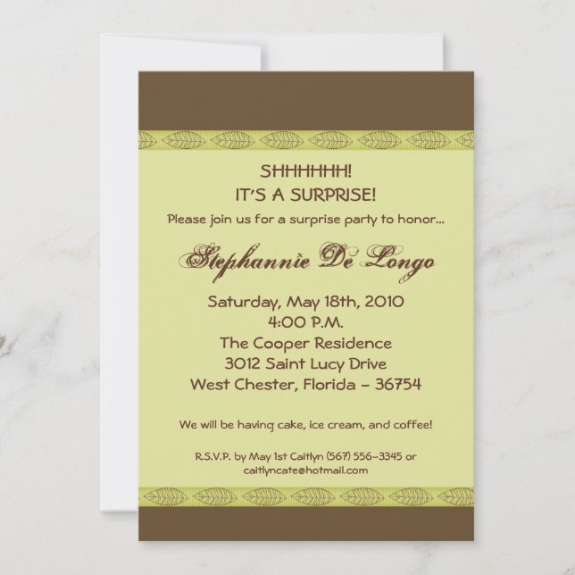 5x7 Primavera Verde Folha Verde Zen Convite de Ani (Frente)