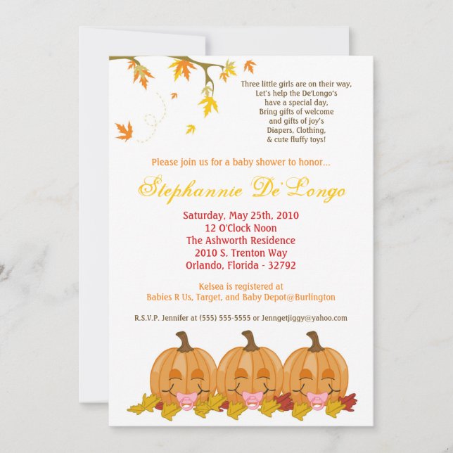 5x7 queda deixa o convite para Chá de fraldas TRIP (Frente)