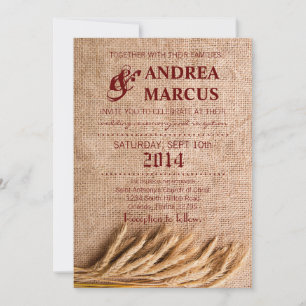 5x7 Trigo de Convite de Casamento no Burlap Sack C