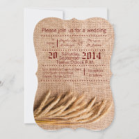 5x7 Trigo de Convite para Casamento no Burlap Sack
