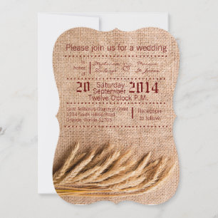 5x7 Trigo de Convite para Casamento no Burlap Sack