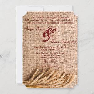 5x7 Trigo de Convite para Casamento no Burlap Sack