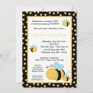 5x7 TRIPLETHoney Bumble o convite do chá de